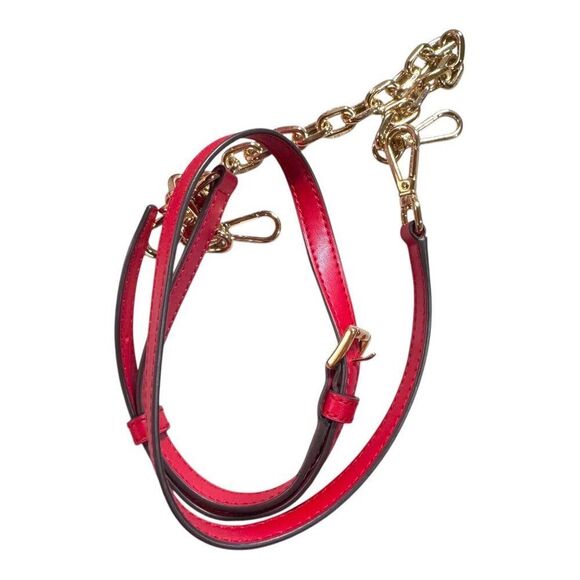 Michael Kors Cora Bright Red Sequin Plaid Medium Zip Pouchette w/ Strap NEW $428 - Picture 5 of 11